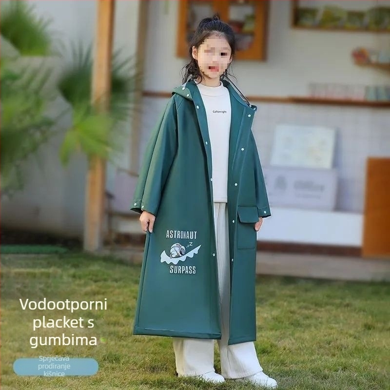 Dječje kišno pončo za bicikl, PVC tkanina, PU ljepilo, dug dizajn za potpuno prekrivanje tijela, mogućnost ispisa logotipa