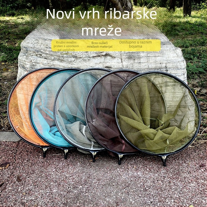 Integrirana glava mreže za ribolov, aluminijska legura, uzorak karbonskih vlakana, brzo sušenje, anti-zakač dizajn, mreža za vodu za ribolov – dubina 25 cm