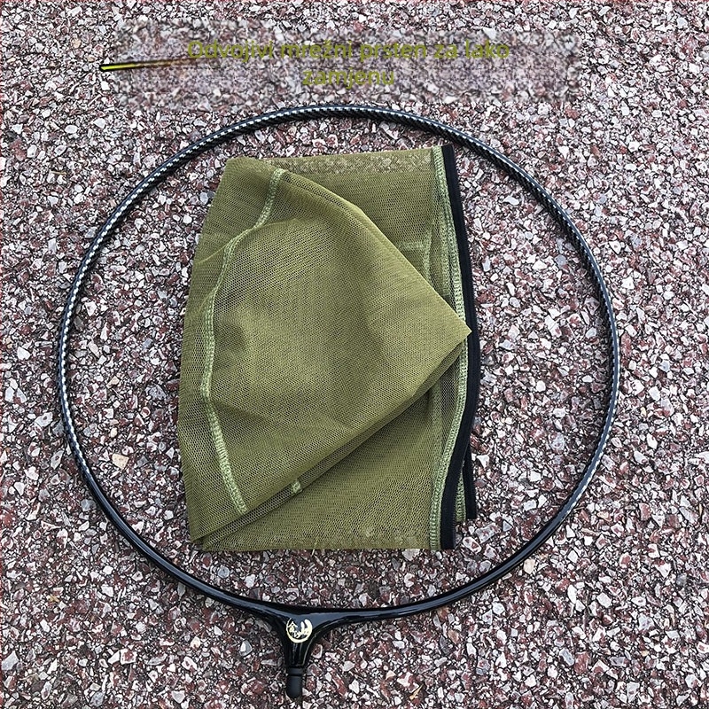 Integrirana glava mreže za ribolov, aluminijska legura, uzorak karbonskih vlakana, brzo sušenje, anti-zakač dizajn, mreža za vodu za ribolov – dubina 25 cm