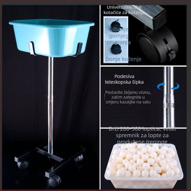 KOKUTAKU Stroj za skupljanje lopti za stolni tenis – prenosni, s izvadnim spremnikom za lopte, kapacitet 200–300 lopti, težina 3 kg