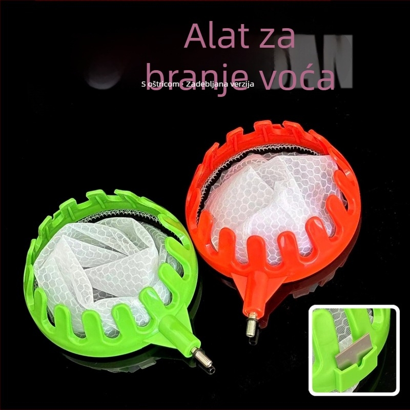 Lagani alat za branje voća na visini s oštricom i mrežastim džepom, plastična glava