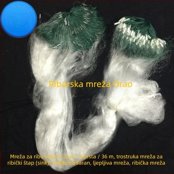 Trostruka potopna najlon mreža za lov karpa, s pjenastim plutnicima i olovnim tegama