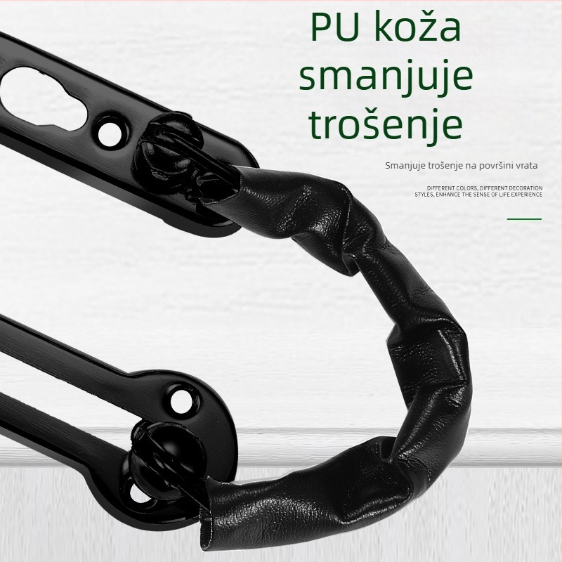 Verižna sigurnosna brava za vrata od nehrđajućeg čelika, perforirana anti-theft lanac, F-tip mehanizam, površinska obrada: fino poliranje, stil: moderni minimalistički