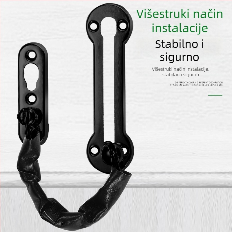 Verižna sigurnosna brava za vrata od nehrđajućeg čelika, perforirana anti-theft lanac, F-tip mehanizam, površinska obrada: fino poliranje, stil: moderni minimalistički