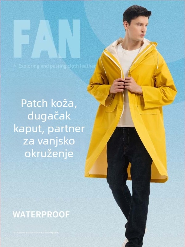 Jednodelni kišni pončo s patch kožom, debljina tkanine 0,28 mm, vodootporni sloj PVC ljepilo, mogućnost tiska logotipa, za odrasle