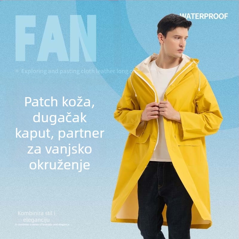 Jednodelni kišni pončo s patch kožom, debljina tkanine 0,28 mm, vodootporni sloj PVC ljepilo, mogućnost tiska logotipa, za odrasle