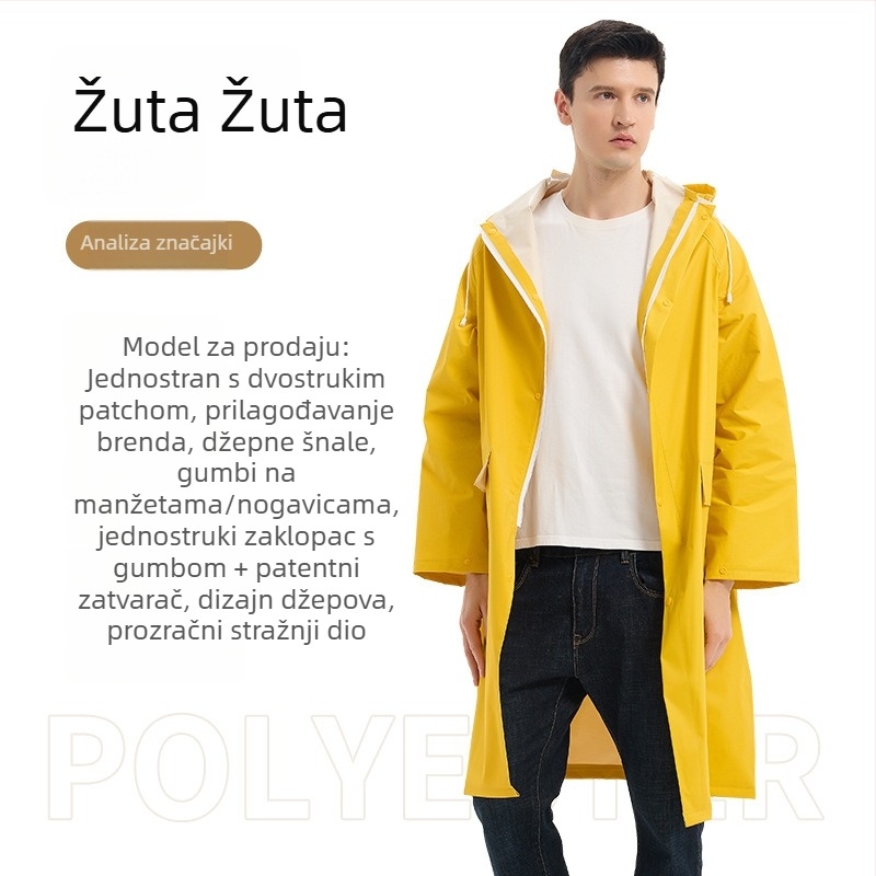 Jednodelni kišni pončo s patch kožom, debljina tkanine 0,28 mm, vodootporni sloj PVC ljepilo, mogućnost tiska logotipa, za odrasle