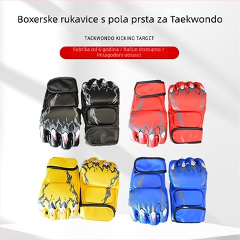 Boxerske rukavice s pola prsta i otisnutim uzorkom — PU materijal, Standing stil, težina 0,02, za borilačke umjetnosti i samoodbranu