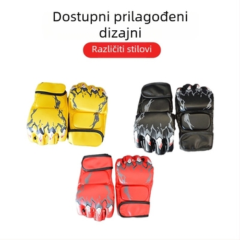 Boxerske rukavice s pola prsta i otisnutim uzorkom — PU materijal, Standing stil, težina 0,02, za borilačke umjetnosti i samoodbranu