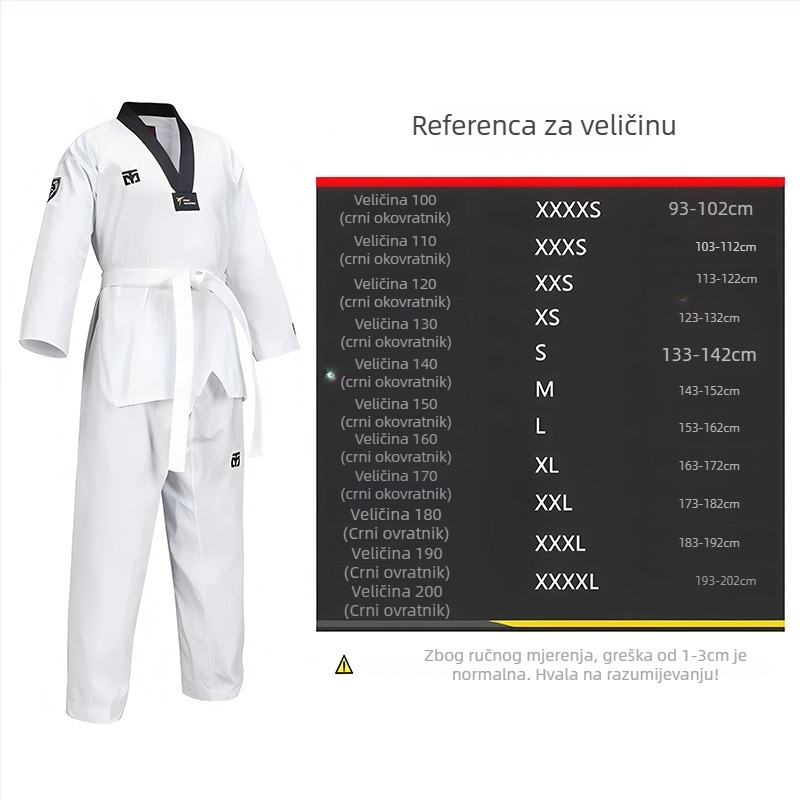 Taekwondo uniforma za djecu i odrasle, za trening i natjecanje, tkanina od pamukasto-polyester smjese