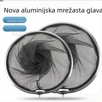 Aluminijska mrežna glava, debela, s dizajnom protiv kuka, produbljena za vađenje velikih riba; Materijal mreže: ljepilo; Nosivost: 10 kg; Dubina: 45 cm