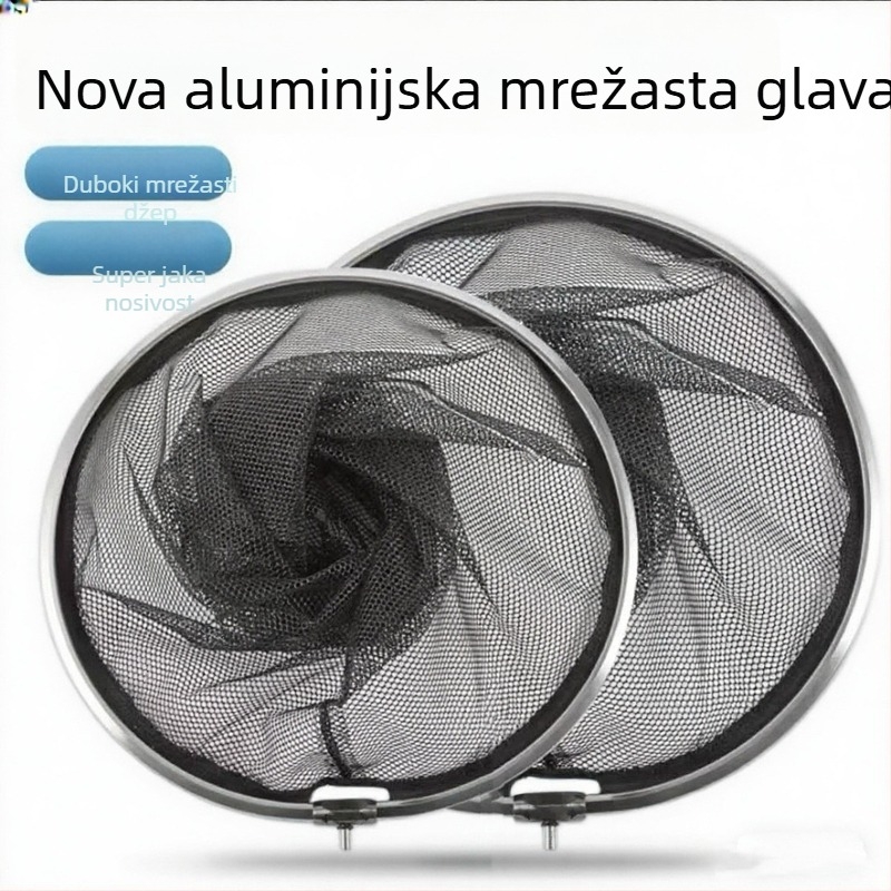 Aluminijska mrežna glava, debela, s dizajnom protiv kuka, produbljena za vađenje velikih riba; Materijal mreže: ljepilo; Nosivost: 10 kg; Dubina: 45 cm