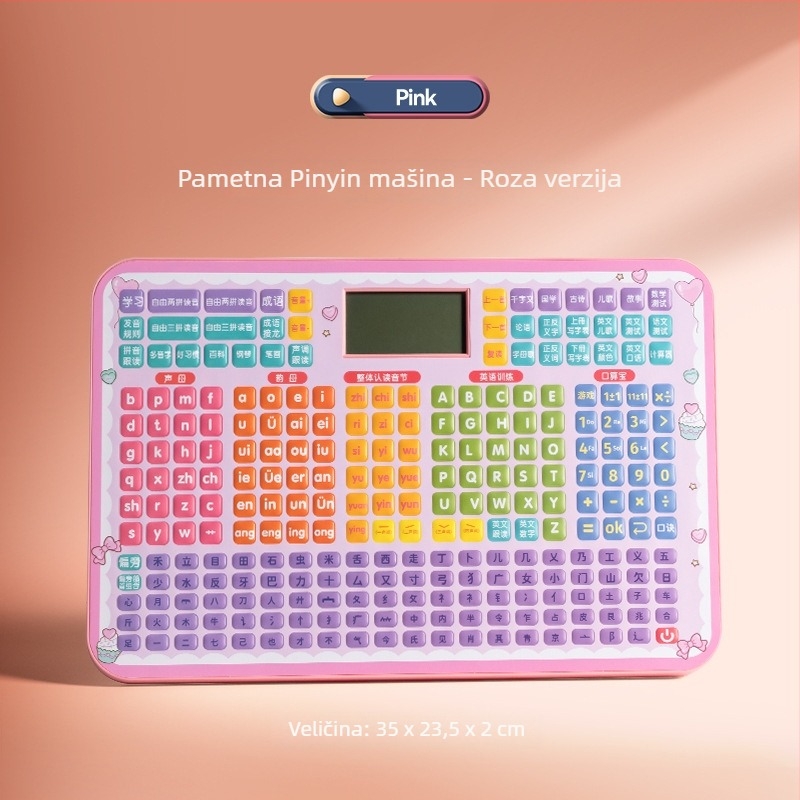 Dječji Pinyin uređaj za učenje — 3u1 Pinyin/Matematika/Engleski, LCD interaktivna audio igračka, punjiva baterija