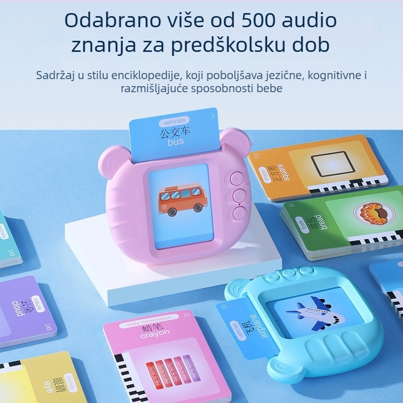 Dječji dvojezični stroj za učenje kartica (kinesko–engleski) – punjivi, ABS, 8GB memorije, za djecu 4–6 godina
