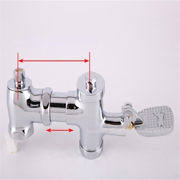 Bakrena horizontalna pedalo-aktivirana slavina za ispiranje za klozet za čučanje, model SY-8050; cijelo bakreno tijelo; tlak 1,2 MPa; vrijeme ispiranja 3–4 s; izlaz 1 inč