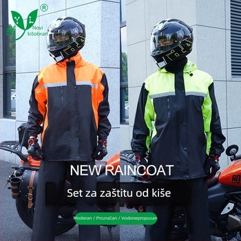 Set kišnog ponča za motocikl s hlačama – podijeljeni stil, reflektirajuće, tkanina Chunya Spinning 0.23 mm, PVC ljepilo, za odraslu osobu