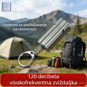 Zviždaljka za preživljavanje za vanjske aktivnosti, nehrđajući čelik, izuzetno glasna, visokotonac, za hitne slučajeve