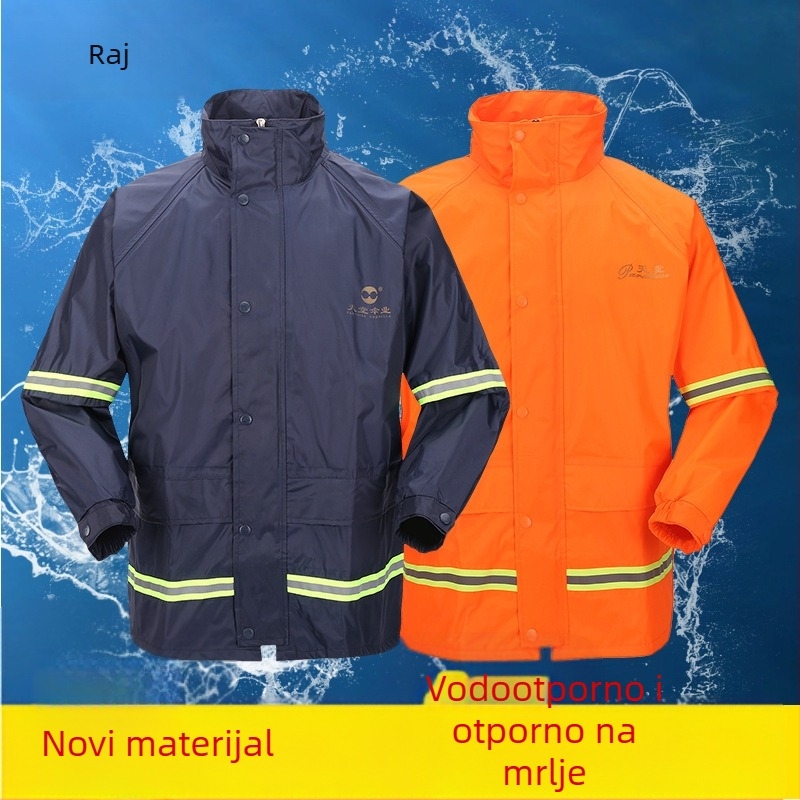 Podijeljeni kišni pončo set za motocikle, prozračan dvostruki sloj, poliester, otisak loga