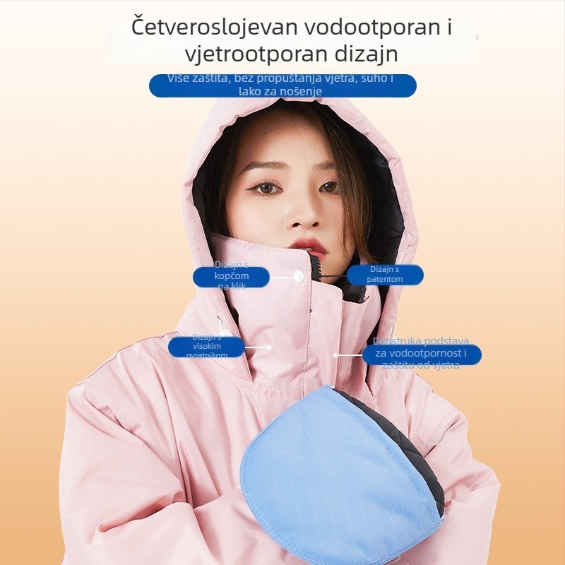 Jednodelni kišni mantil za električna vozila, otporan na vjetar i kišu, s punom od pamuka, Oxford tkanina, debljina 0,3 mm, PVC vodootporni sloj, produženi dizajn