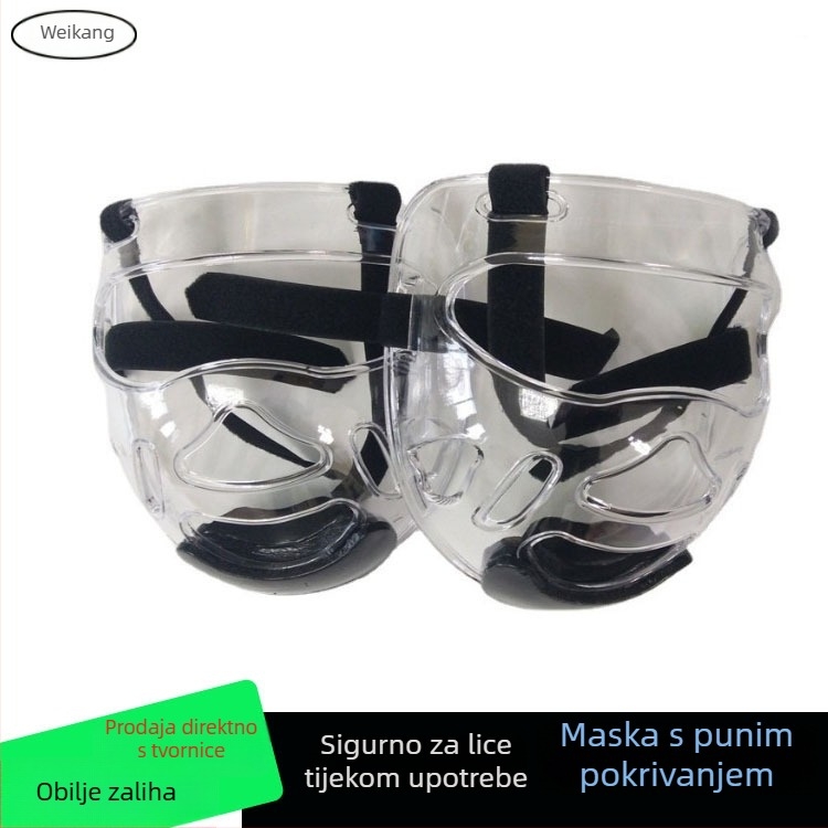 Taekwondo zaštita glave, prozirna odvojiva maska za lice, PP materijal, marka Botai, paket 50 komada