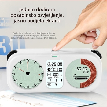 Vizualni timer za učenike s tri zaslona, LCD zaslon, elektronički pogon, baterijsko napajanje, alarm
