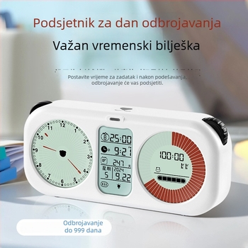 Vizualni timer za učenike s tri zaslona, LCD zaslon, elektronički pogon, baterijsko napajanje, alarm
