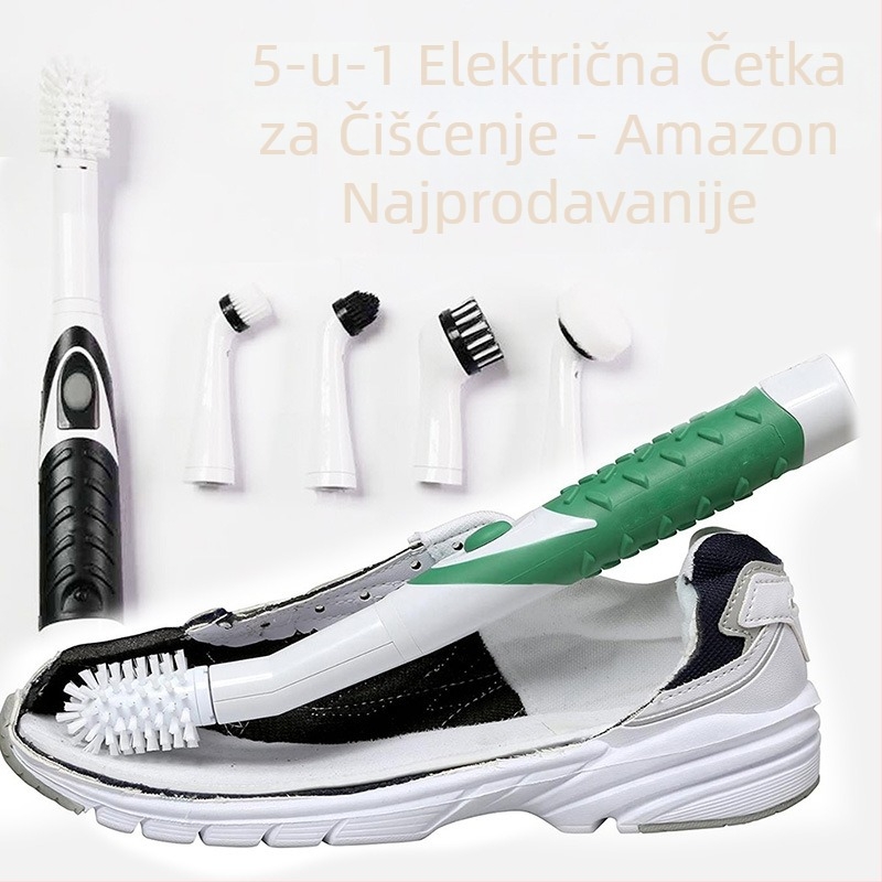 Električna bežična četka za čišćenje cipela i kuhinje, 5 glava, sonično čišćenje, plastično kućište