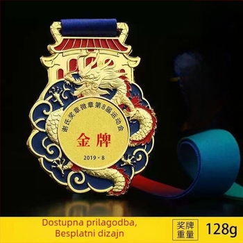 Taekwondo medal Dragon Year, cinkova legura, zlatno premazana pločica, ispis logotipa OK