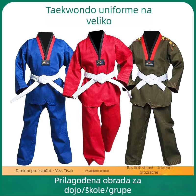 Taekwondo uniforme za djecu i odrasle, u bojama crvena, crna, plava, žuta, kaki; trenerske uniforme
