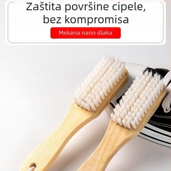 Četka za cipele s dugom drškom od drveta i mekanim dlačicama — vodootporna, uklanja mrlje, za kućnu upotrebu