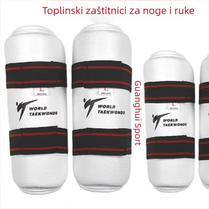 Taekwondo zaštitni set: štitnici za potkoljenicu, zaštitnici za ruke i preponski štitnik, materijal spužva, branda Brilliant Sports, pakiranje 50