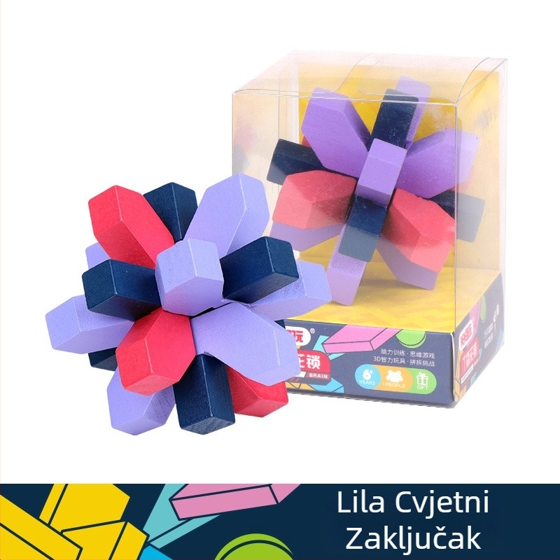 Puzzle Kongming-Luban Lock - drveni, marka Mimizhi Play, za djecu 7–14 godina, poklon kutija