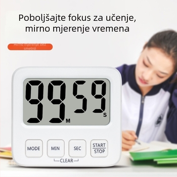 Vizualni tajmer za djecu s LED prikazom, kvadratno plastično kućište, napajanje baterijom, višenamjenski elektronički timer