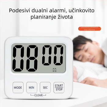 Vizualni tajmer za djecu s LED prikazom, kvadratno plastično kućište, napajanje baterijom, višenamjenski elektronički timer