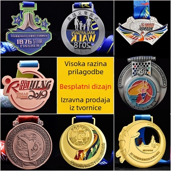 Prilagodljiva medalja od cinkovog legura s logom – za vješanje, elektroplatirana, prigodna nagrada za sportske događaje