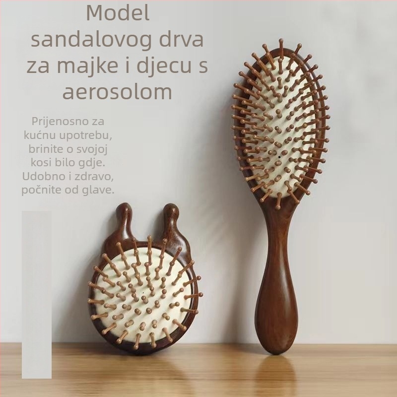Drveni masažni češalj od sandalovine s zračnim jastučićem i masažnom glavom za njegu meridijana, za dugu kosu