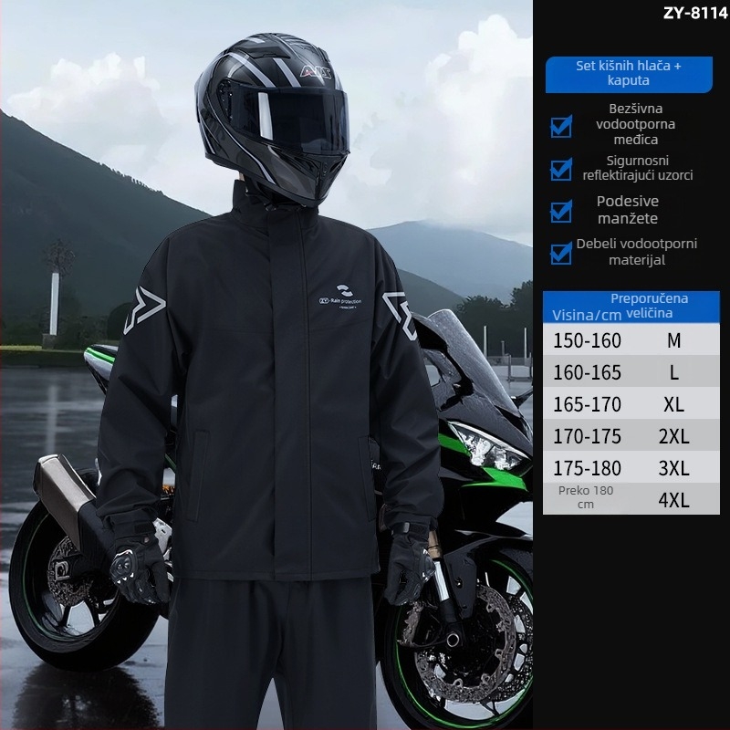 Motociklističko kišobran pončo, s dijeljenim dizajnom, debeli Spring pongee platno, PVC vodootporni sloj, za odraslu osobu