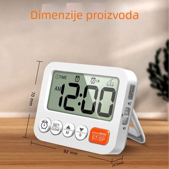 LCD digitalni budilnik-timer s alarmom, elektromotorski pogon, LCD zaslon, digitalni prikaz, napajanje suhim baterijama
