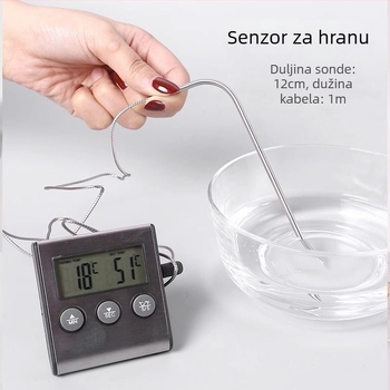 Ruisimai Kuhinjski digitalni pametni termometar za hranu s elektroničkim tajmerom, sonda za pećnicu, termometar za meso i BBQ