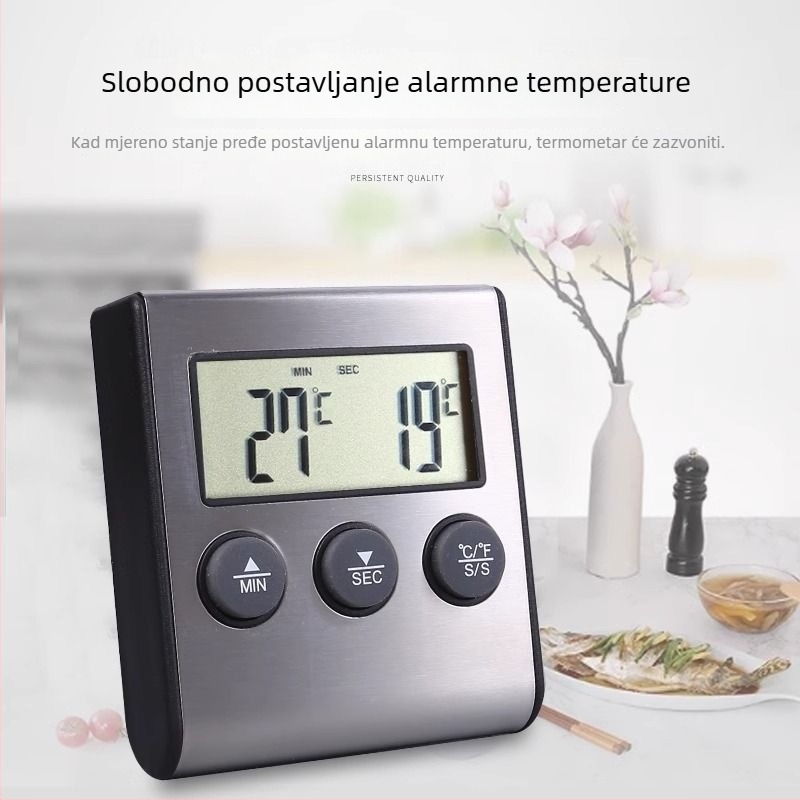 Ruisimai Kuhinjski digitalni pametni termometar za hranu s elektroničkim tajmerom, sonda za pećnicu, termometar za meso i BBQ