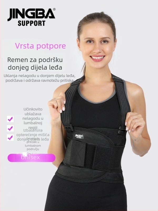 Pojas za zaštitu struka za sport – Materijal: poliestersko vlakno; Zaštitni dio: struk; Kategorija: zaštita struka; Primjenjivi sportovi: košarka, nogomet, tenis, boksa, odbojka