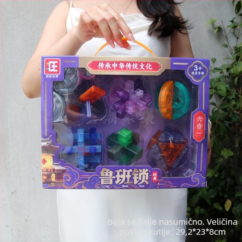 Dječji puzzle-ključ set Luban i Kongming, plastični Rubik's Cube‑stil logička igra u kutiji za poklon, za uzrast 4–6 godina