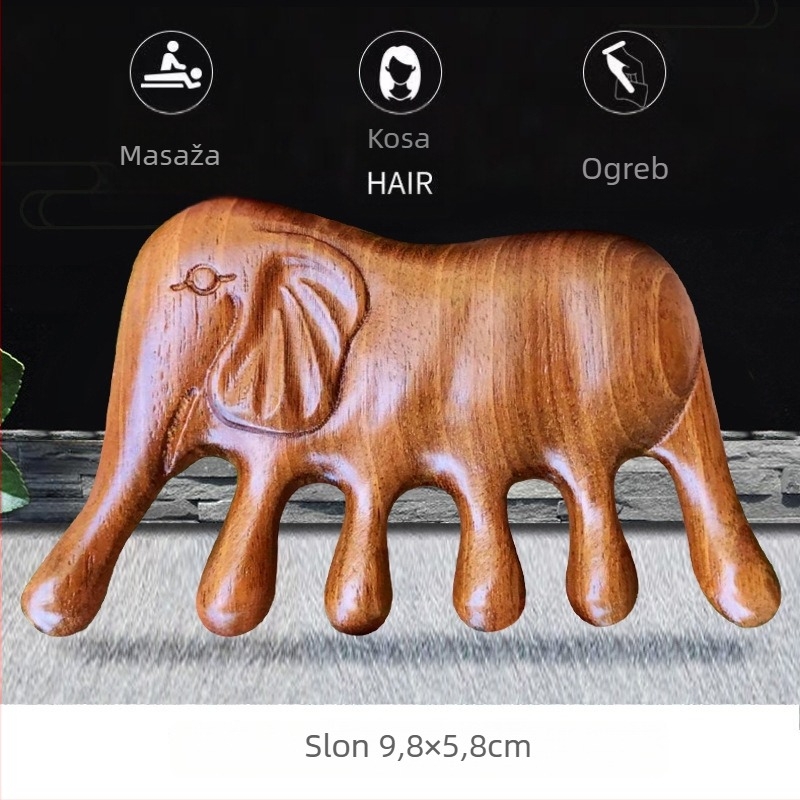 Kyoto yaqi drveni ovalni masažni češalj, debljina 2 cm