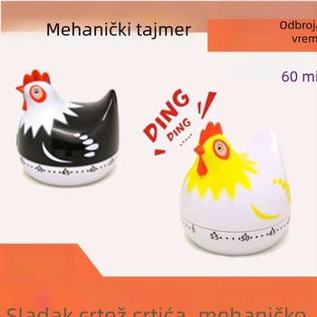 Mehanički kuhinjski timer s cartoon dizajnom kokoši, plastično kućište, pokazivački zaslon, ručno pokretanje