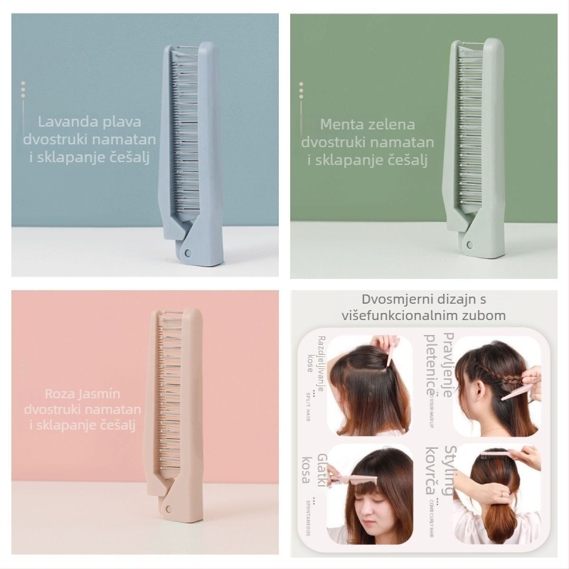 Sklopivi finozubi češalj za kosu od smole, kompaktan i prenosni za putovanja