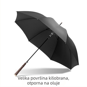Automatski kišobran s dugom drškom, aluminijska rebra i šipka, 170T platna, otporan na vjetar, ojačan