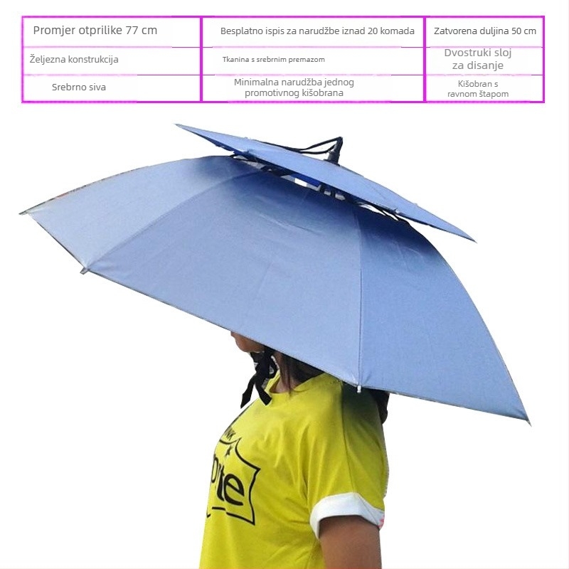 Kapa-štitnik za glavu s cvjetnim materijalom, 7 čeličnih okvira, ručno otvaranje i zatvaranje, zaštita od sunca