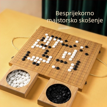 Drveni Go set za djecu i početnike sa sklopivom kutijom, ploča 19×19