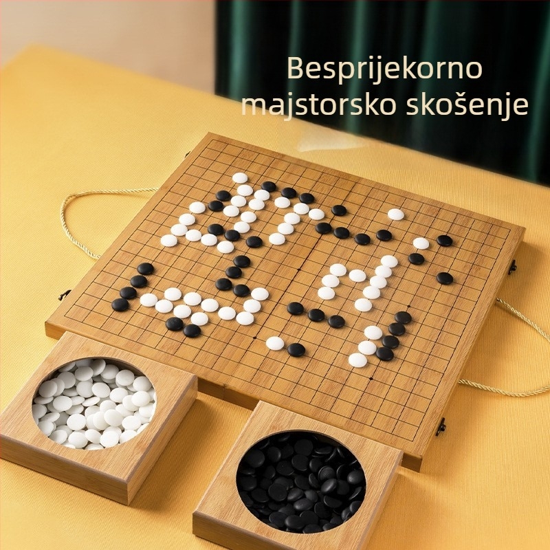 Drveni Go set za djecu i početnike sa sklopivom kutijom, ploča 19×19