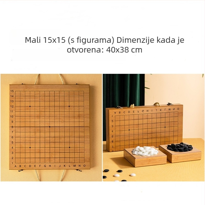 Drveni Go set za djecu i početnike sa sklopivom kutijom, ploča 19×19